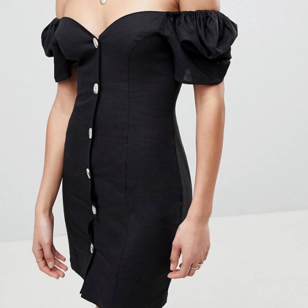 ASOS Black Off-Shoulder Mini Dress